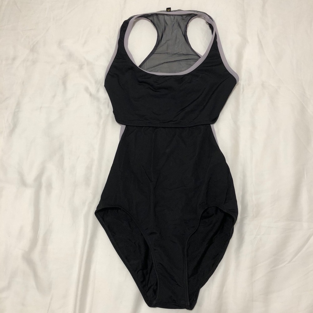 Maria Dancewear Leotard • Black w/ Lilac Trim